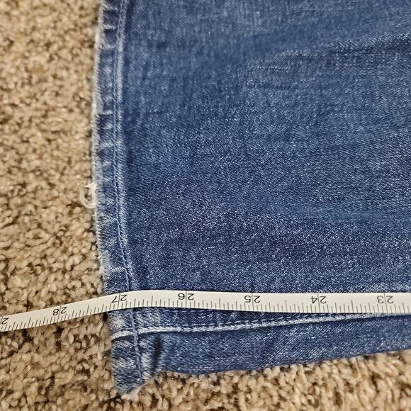 MOTHER Blue Distressed Flare Jeans - Picture 11 of 12